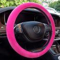 Soft Candy Color Car Steering Wheel Covers Fuzzy Plush For Women Pink Accessories 15 Inch Hot