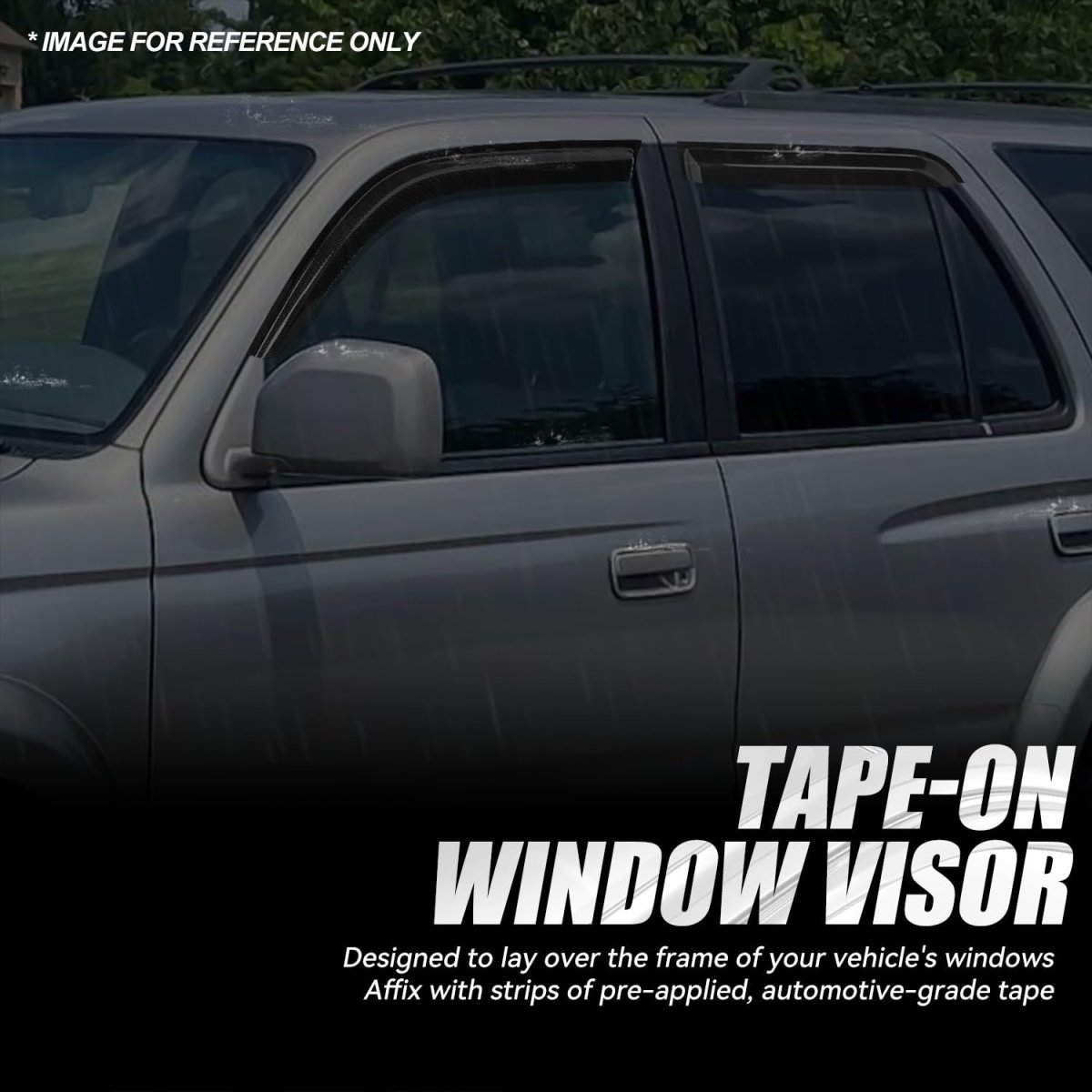 Window Rain Guards For 1996-2002 Toyota 4runner Carbon Fiber Pattern Vent Visors Shade Glossy Black Set Of 4 Tape On Deflectors