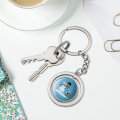 Graphics More Robin And Riddler Snowball Fight Keychain Spinning Round Chrome Plated Metal