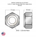 M10-1 50 Coarse Metric Nylon Insert Thin Locknuts Class Din 985 Silver Zinc Cr 3 Pack Of 10