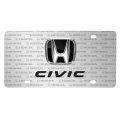 Ipick Image For Honda Civic 3d Dual Logo On Pattern Brushed Solid Aluminum Metal License Plate