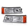 Front Bumper Fog Light Assembly For 2003-2006 Chevy Avalanche Silverado 1500 2500 3500 Metallic Chrome Housing Driver And 