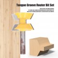 Topyond Woodworking Cutter 2pcs 8mm Shank 120 Degree Combined Tenon Milling Jigsaw Knife Splicing Engraving Tool