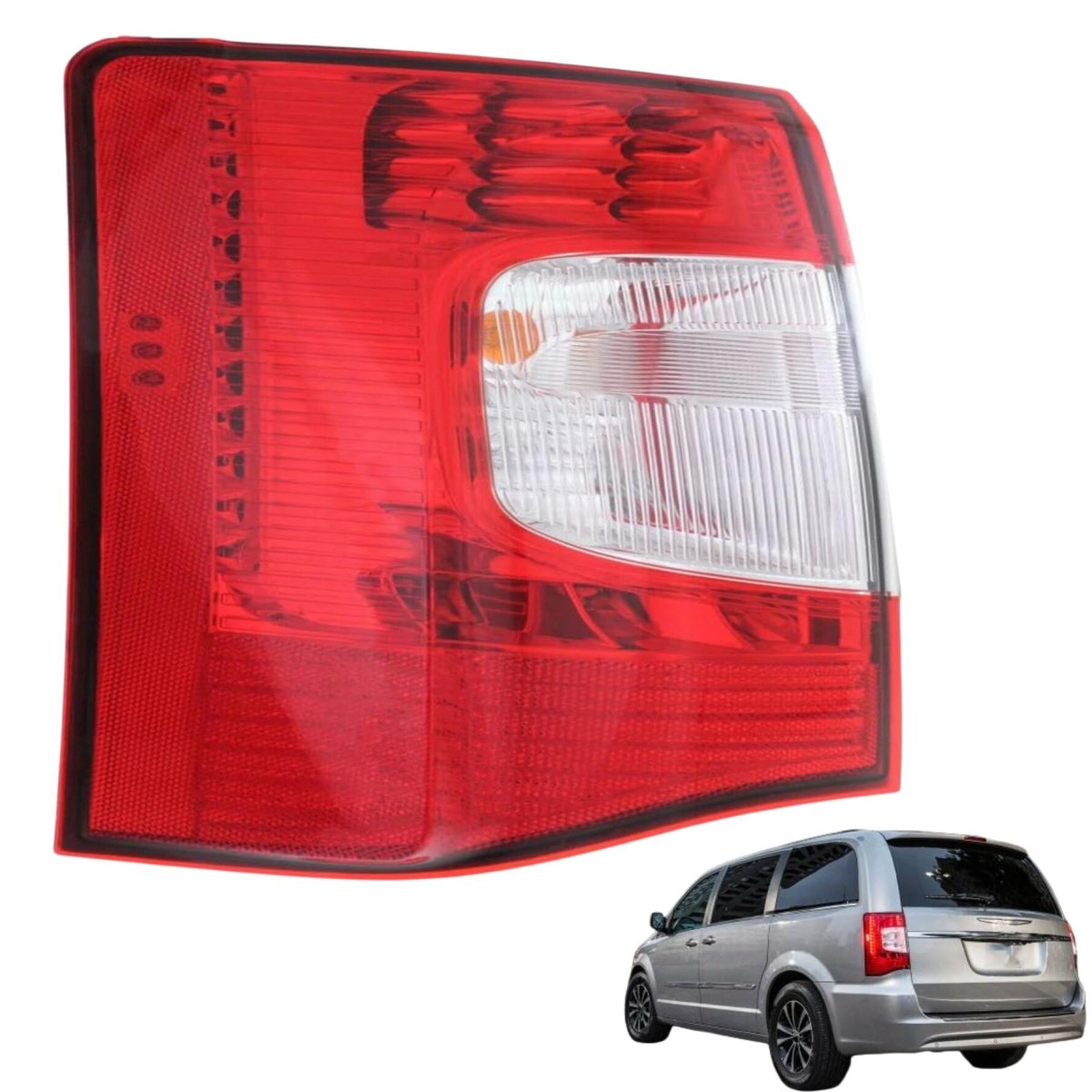 Tail Light Left Side Replacement For 2011-2016 Town And Country Rear Brake Lamp Gm2800295 84365930 Driver Red Clear Plastic