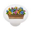 Pansy Flower Box High Gloss Ceramic Drawer Knob 