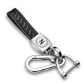 Nissan 370z Z Logo In White Real Carbon Fiber Loop-strap Chrome Hook Key Chain 