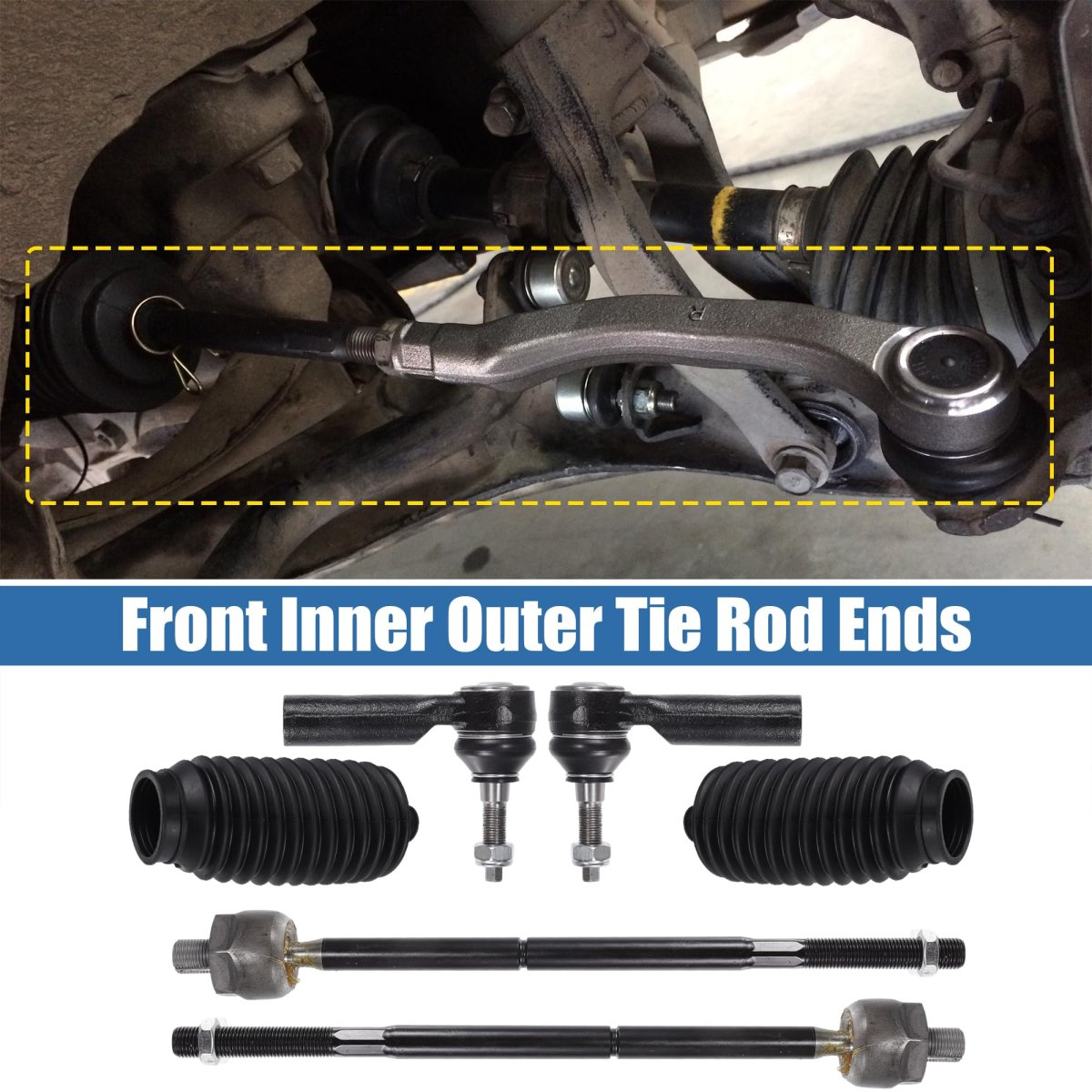 6pcs Front Inner Outer Tie Rod Ends Kit Suspension Steering End Ford For Mustang 2005-2010 Drag Link No Es80805 Ev80804