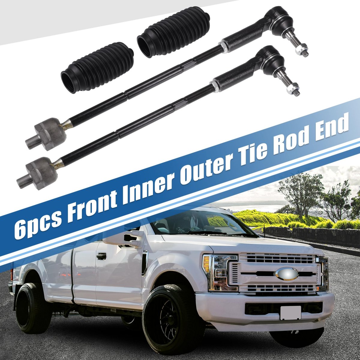 6pcs Front Inner Outer Tie Rod Ends Kit Suspension Steering End Ford For Mustang 2005-2010 Drag Link No Es80805 Ev80804