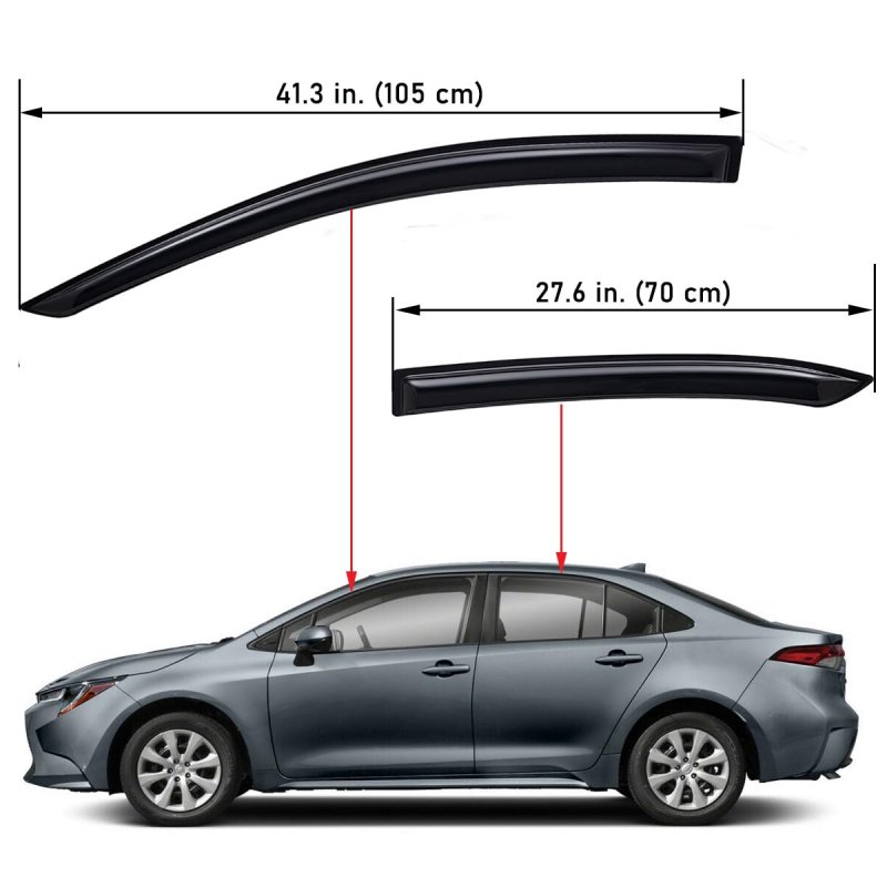 Lightronic Wv94718 Outside-mount Side Window Visor Deflector Rain Guard Dark Smoke Shatterproof 4-pieces Set For 2020-2023