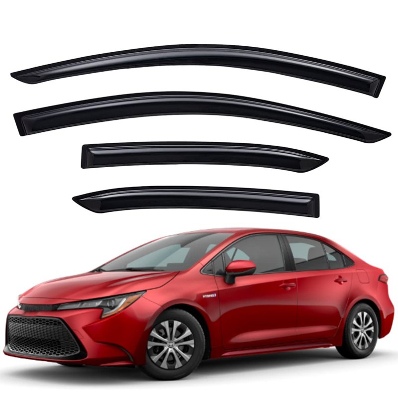 Lightronic Wv94718 Outside-mount Side Window Visor Deflector Rain Guard Dark Smoke Shatterproof 4-pieces Set For 2020-2023
