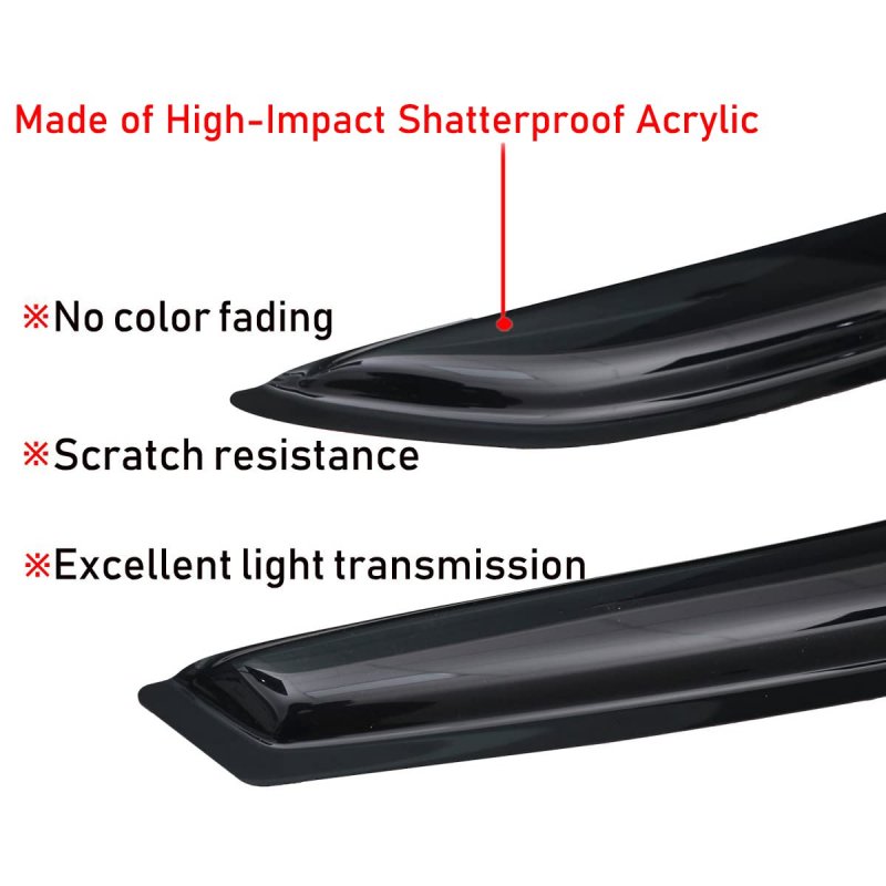 Lightronic Wv94718 Outside-mount Side Window Visor Deflector Rain Guard Dark Smoke Shatterproof 4-pieces Set For 2020-2023