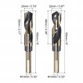 Uxcell Reduced Shank Drill Bit Set 20mm 22mm Titanium Nitride Coated High Speed Steel 4341 Tri-flat Drilling Tool For Stainless
