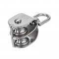 Uxcell M25 Double Pulley Block Stainless Steel Swivel Rigging Lifting Wheel Fixed Crane Hanging Wire Towing Rope Cable Roller