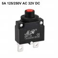 Uxcell Thermal Circuit Breakers 5a 125 250v Ac 32v Dc Push Button Manual Reset Overload Protector Switch 2 Pcs