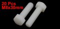Uxcella M8 X 30mm Full Thread Nylon Hex Hexagon Head Cap Screw Bolt 20 Pcs