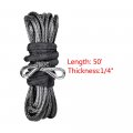 Astra Depot Set 2pcs 1 4 Uhmwpe Synthetic Winch Rope Extension With Stainless Steel Thimble Eyes On Both End Black