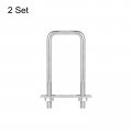 Uxcell Square U-bolts 2 Sets Mm 2 05 Inner Width 150mm Length M10 304 Stainless Steel U Clamp Bolt With Nuts And Plates For