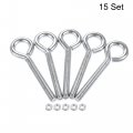 Uxcell M5x40mm Eye Hooks Screws Bolts Kit 15pcs Carbon Steel Hanger Eyelet Screw With Hex Nuts For Metal Hook Wood Terminal