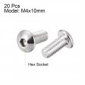 Uxcell M4x10mm Machine Screws Hex Socket Round Head Screw 304 Stainless Steel Fasteners Bolts 20pcs