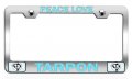 Peace Love Tarpon Fishing Fisherman Ch Steel Auto Suv License Plate Frame Tag Holder 