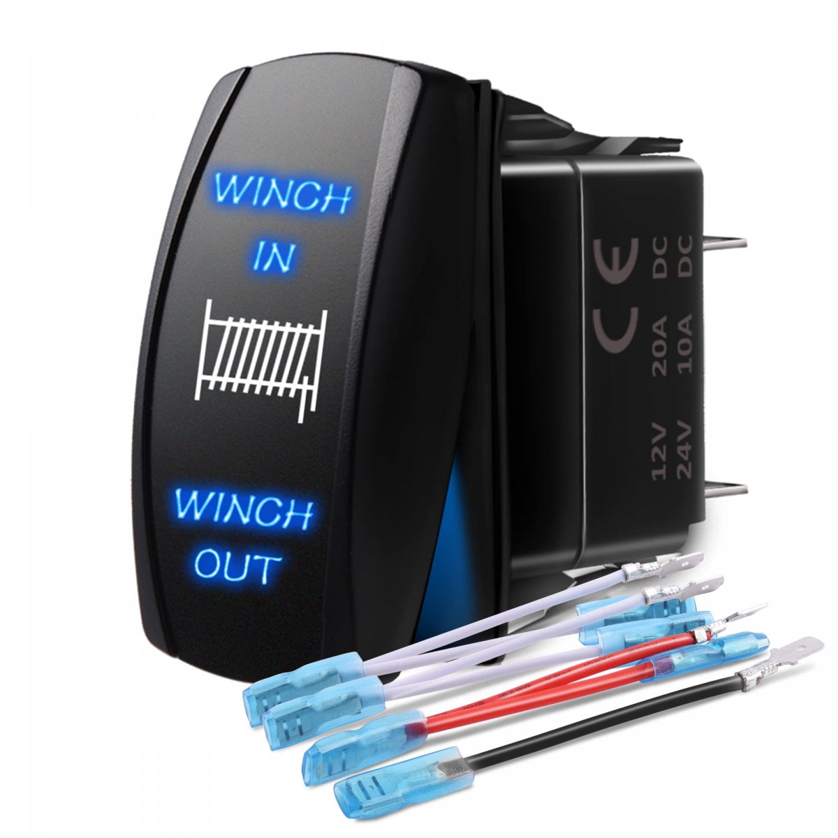Ls09901 7 Pin Momentary Laser Rocker Switch Winch In Out 20 Amp 12v Black