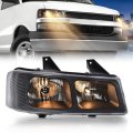 Headlight W Bulbs Fit Chevy Express Gmc Savana 1500 2003-2014 2500 3500 4500 2003-2023 Right Headlamp Clear Lens Black Housing 