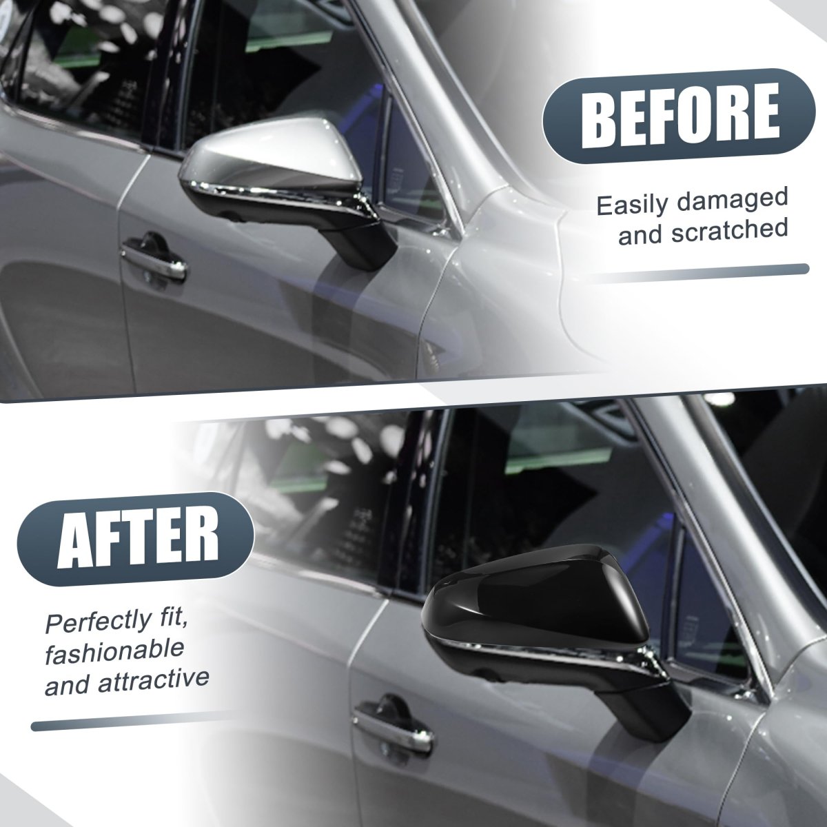 Gloss Black Rear View Side Mirror Cover Cap Overlay For Lexus Rx 2023 1 Pair Driver And Passenger Exterior Decoration Trims Abs