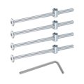 4pcs Bed Frame Bolts M6 X 110mm Hex Socket Head Screws Barrel Nuts Bunk Furniture With Rice-shaped Nut And Wrench For Chairs 
