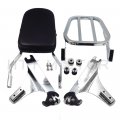 Httmt Mt50106 Ss01sa 502011- Skull Detachable Sissy Bar Backrest Luggage Rack Compatible With 00-17 Flstc Fxst Fxstb