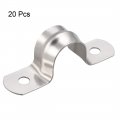 Uxcell 14mm 0 55 Rigid Pipe Strap 2 Holes 304 Stainless Steel Tension Tube Clip Clamp 20pcs
