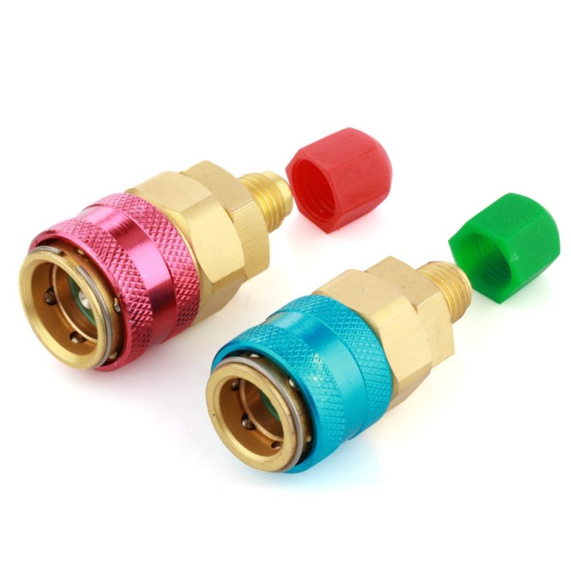 Ac R134a Quick Connectors System Port Adapters Couplers Low High Set Of 2 Conversion Kit For Hvac Auto Car Air Conditioning