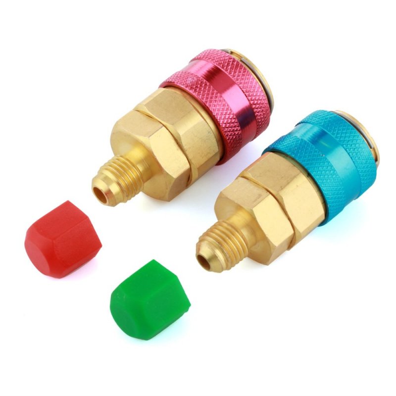 Ac R134a Quick Connectors System Port Adapters Couplers Low High Set Of 2 Conversion Kit For Hvac Auto Car Air Conditioning