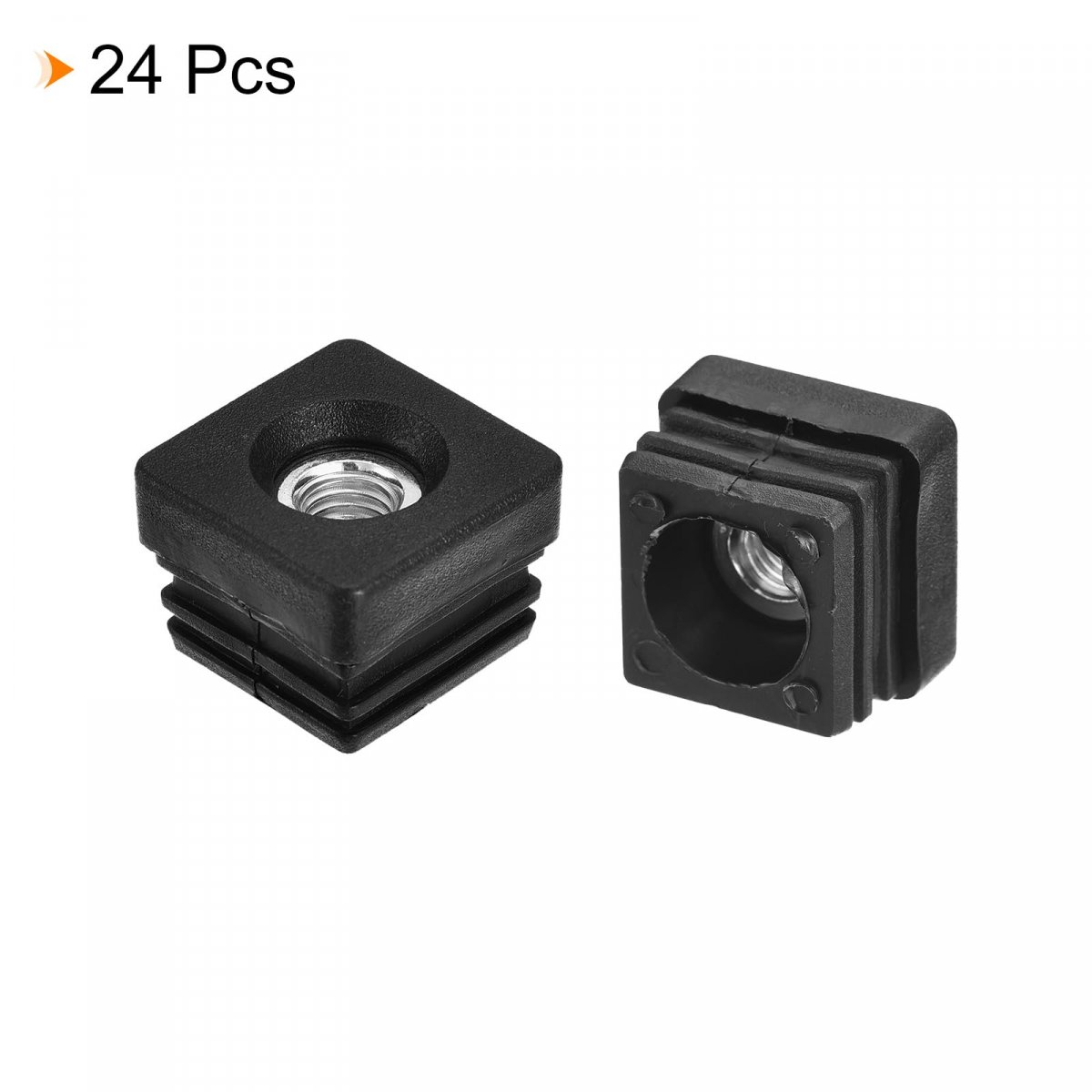 16pcs Plastic Threaded Tube Inserts With M10 Thread For 1 25 X1 Od Square Adjustable Black Plug Caster Insert Chair End Caps