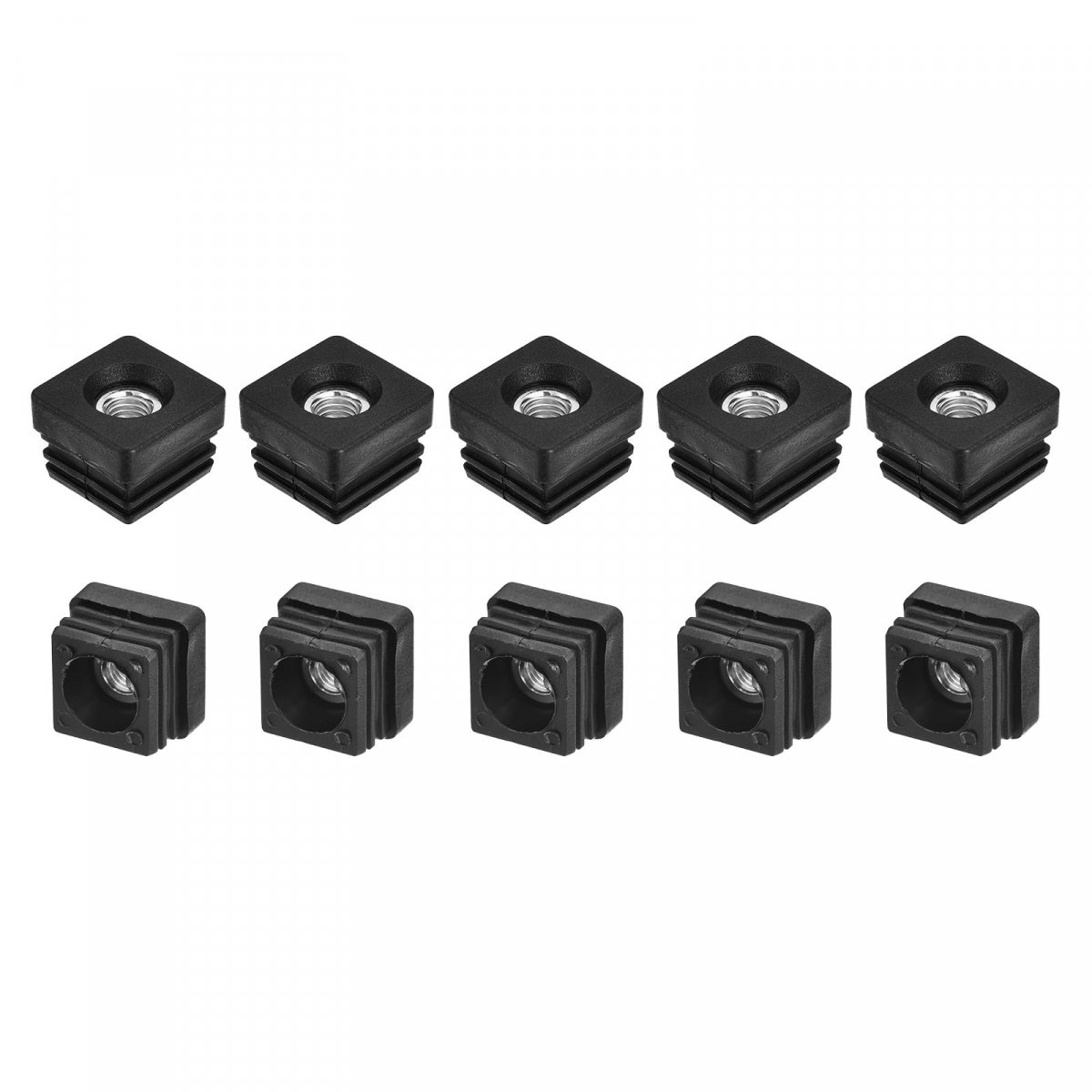 16pcs Plastic Threaded Tube Inserts With M10 Thread For 1 25 X1 Od Square Adjustable Black Plug Caster Insert Chair End Caps