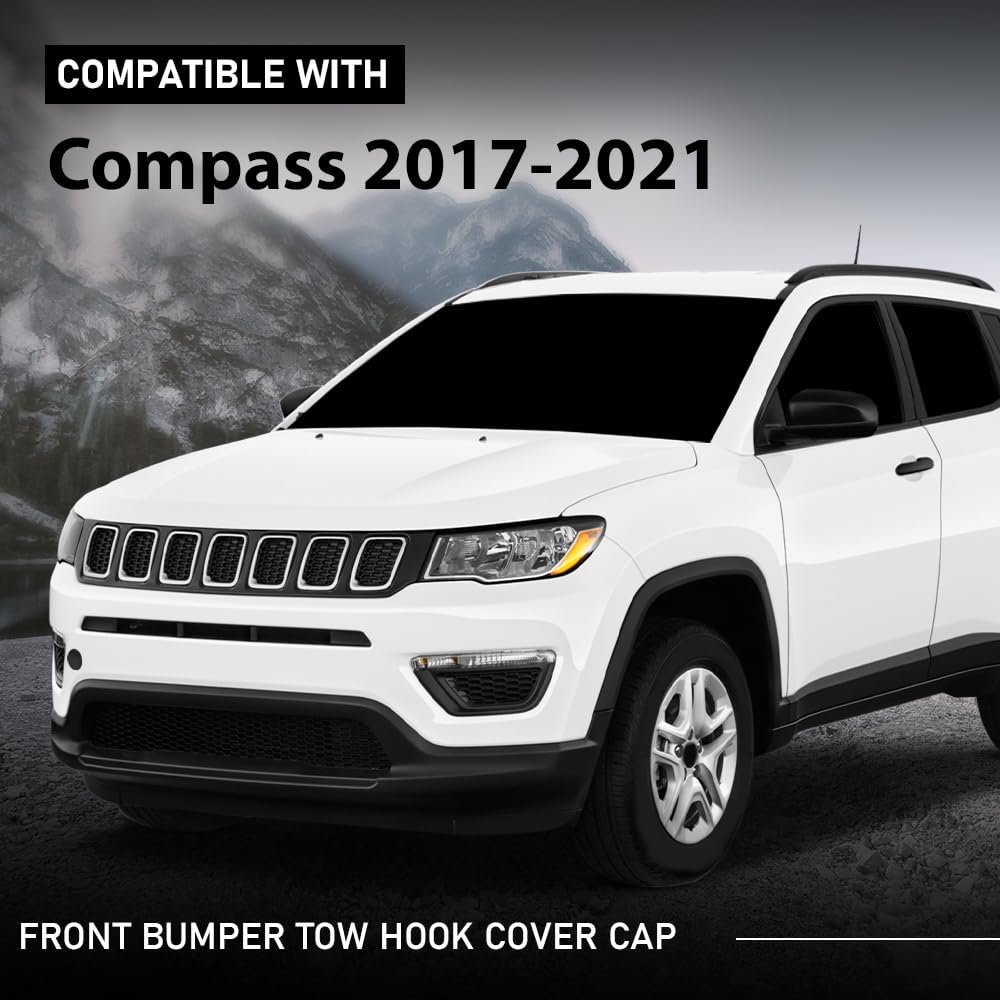 Black Front Bumper Tow Hook Eye Cap Cover For Jeep Compass 2 0l 4l 2017-2021 5sy62tzzab