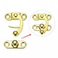 Uxcell Antique Vintage Lock Clasp Right Latch Hook Hasp 33mmx28mm Swing Arm Gold Tone 2 Pcs