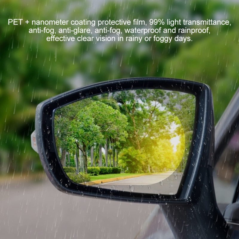 Car Rearview Mirror Rain Film Rear View Shield Anti Fogproof Sticker 100x145mm Side Rain Guard Universal Nano Coating
