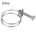 Uxcell 6pcs Double Wire Hose Clamp 46-51mm Adjustable Stainless Steel Clips With M8 Bolt For Dust Collection Pump Pipe