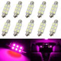 Sawe 36mm 6-smd 5050 Festoon Dome Map Interior Led Light Bulbs Lamp For 3021 De3021 6411 6413 6418 De3423 De3425 10 Pieces Pink