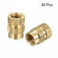 Uxcell Knurled Insert Nut M4 X 8mm L 6mm Od Female Thread Brass Embedding 30 Pcs