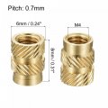 Uxcell Knurled Insert Nut M4 X 8mm L 6mm Od Female Thread Brass Embedding 30 Pcs