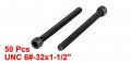 Uxcell 50 Pcs 12 9 Alloy Hex Key Socket Head Knurled Cap Screws Bolts Unc 6 -32x1-1 2