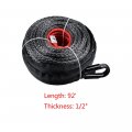 Black Combo 92 X 1 2 Synthetic Fiber Winch Rope Cable 22 000lbs Aluminum 10 Mounting Hawse Fairlead Recovery Snatch Ring Pulley