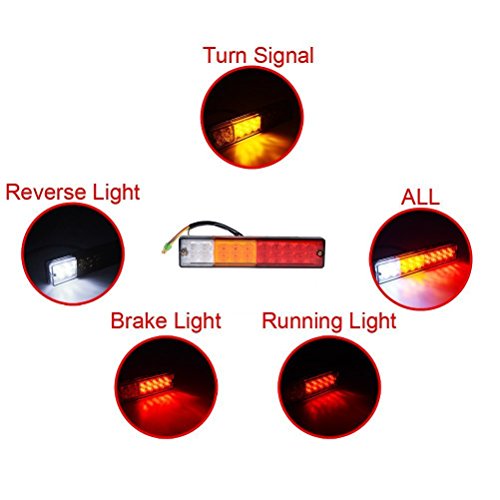 12v 20 Led Trailer Tail Light Assembly Waterproof Turn Signal Reverse Brake Stop Rear Lamp For Truck Utv Boat Caravan 2 Pack