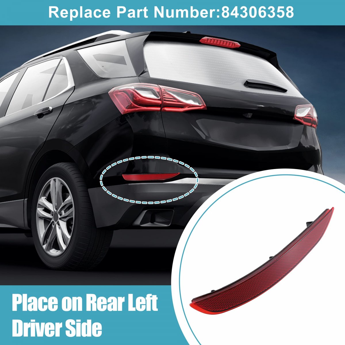 Car Left Driver Side Rear Bumper Reflector Strip For Chevrolet Equinox 2018 2019 2020 2021 2022 84306358