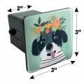 Funny Puppy Flowers In Hair Trailer Hitch Cover Plugsert For 2 Receivers Heavy Duty Black Abs Plastic With Uv Resistant Resin
