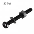 Uxcell Nylon Screw Nut Washer Assortment Kit M5x50mm Round Head Machine Bolt Nuts Flat Washers Black 20 Set