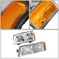 Auto Dynasty Chrome Amber Side Headlight Bumper Lamps Tool Kit For Chevy Avalanche Silverado 03-07 With O Factory Cladding