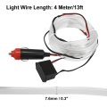 4 Meter 13ft Neon El Wire String Strip Ice Blue Cold Light Glow With Cigarette Lighter For Car Interior Decoration