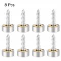 Uxcell Mirror Screws Decorative Caps Cover Nails Brushed Stainless Steel 12mm 8pcs